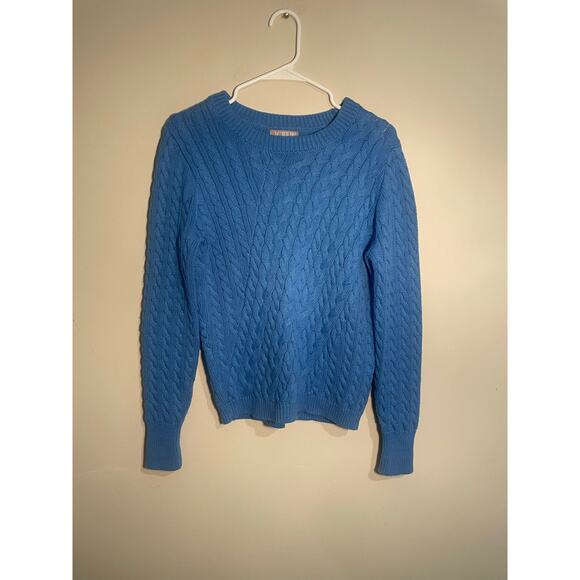 J. Crew Blue Diagonal Cable Knit Cotton Sweater Size Small - Picture 2 of 11